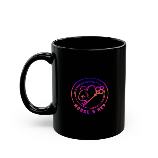 Black Ceramic Mug — Neon Pink 'Mouse & Me', 11oz/15oz