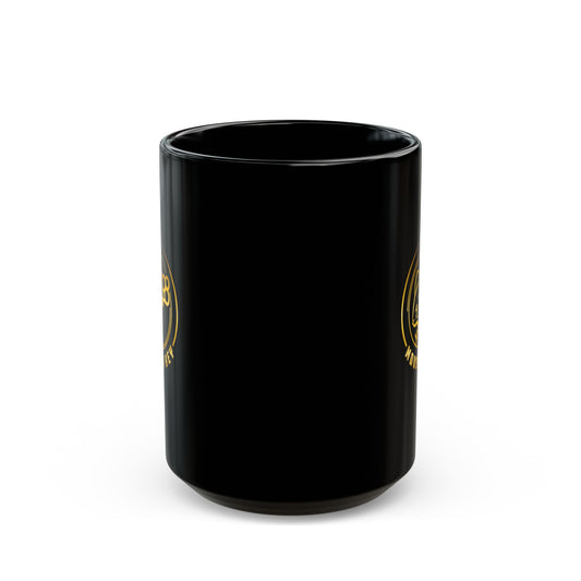 Mouse & Me Black Ceramic Mug (11oz/15oz) – Gold Logo Coffee Cup