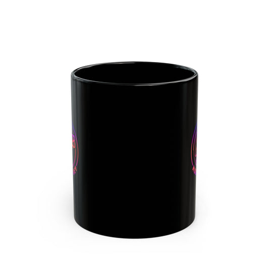 Black Ceramic Mug — Neon Pink 'Mouse & Me', 11oz/15oz