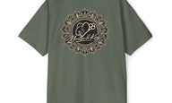 Back of Cypress Mouse & Key Mandala oversized tee featuring intricate mandala mouse logo graphic design