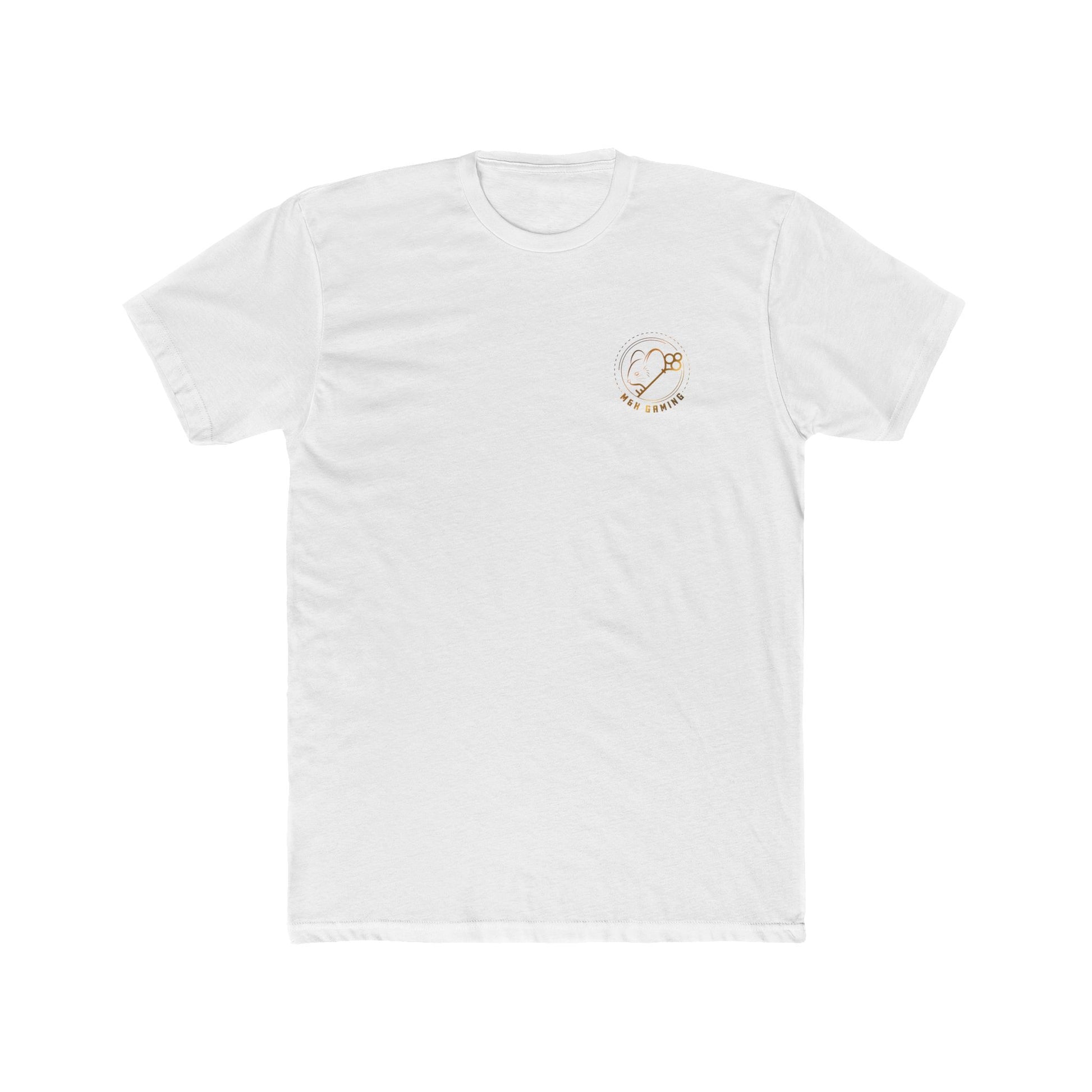 Front of white Mouse & Key bDrip gaming shirt featuring black graffiti-style mouse graphic design