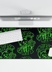 Neon Green Mouse & Key Gaming Desk Mat