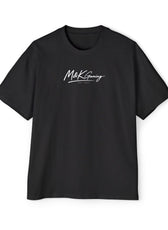Front of black M&K Gaming Signature oversized tee featuring minimalist white logo design