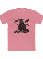 Front of pink Mouse Streetwear gaming t-shirt featuring mouse character graphic with WASD keys and keyboard artwork