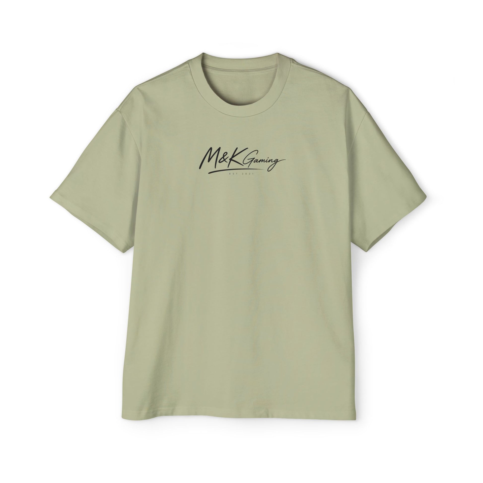 Pistachio oversized Mouse & Key gaming t-shirt with minimalist white M&K signature logo design