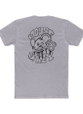 Back of heather grey Mouse & Key bDrip gaming shirt featuring black graffiti-style mouse graphic design