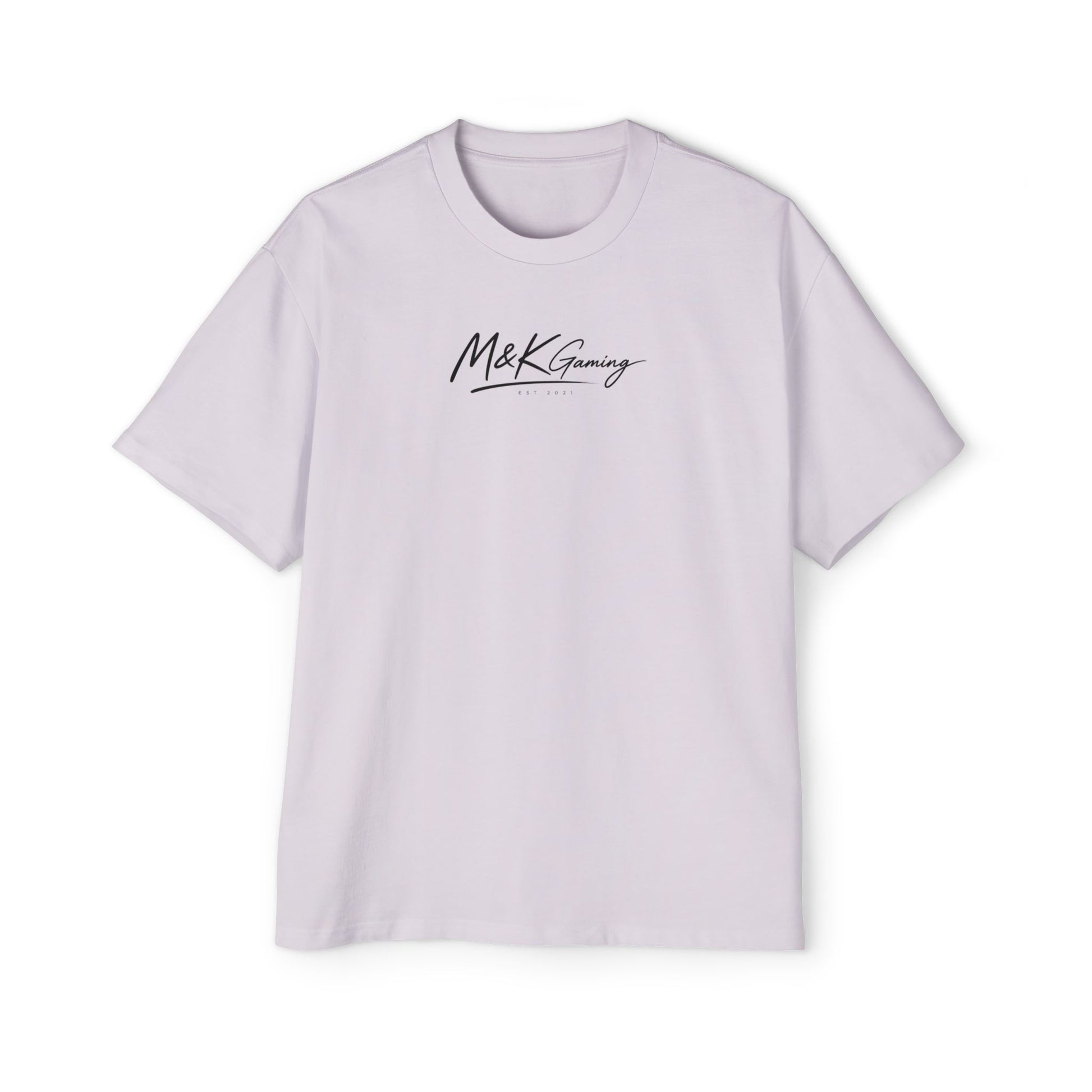 Orchid oversized Mouse & Key gaming t-shirt with minimalist white M&K signature logo design