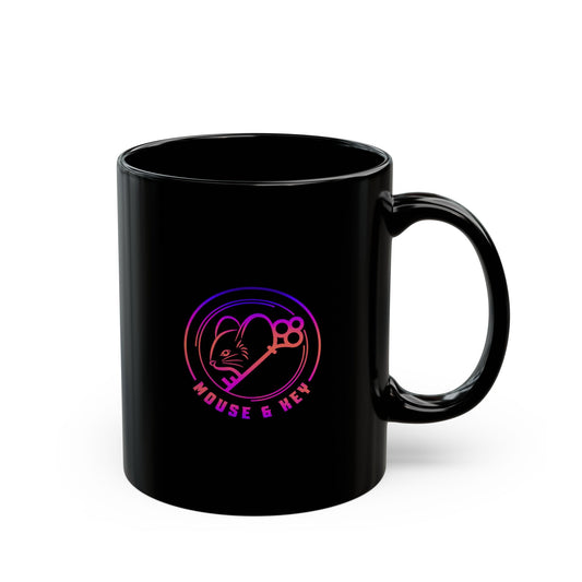 Black Ceramic Mug — Neon Pink 'Mouse & Me', 11oz/15oz