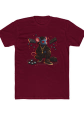 Front of cardinal red Mouse Streetwear gaming t-shirt featuring mouse character graphic with WASD keys and keyboard artwork