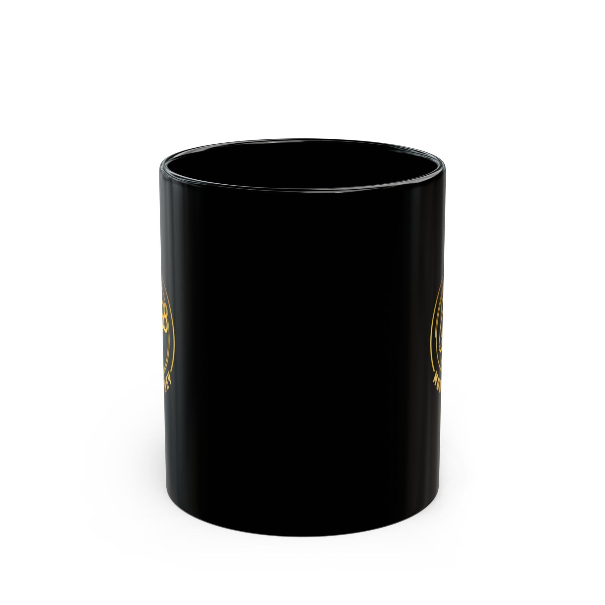 Mouse & Me Black Ceramic Mug (11oz/15oz) – Gold Logo Coffee Cup