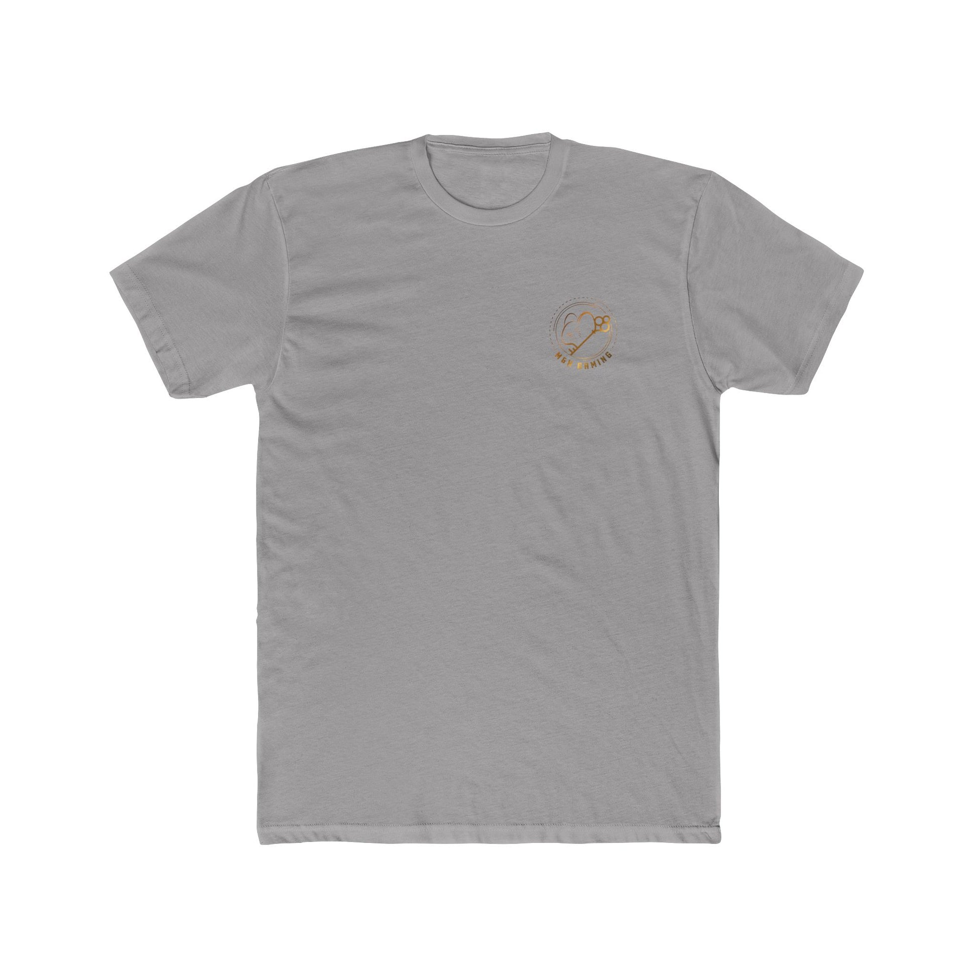 Front of light grey Mouse & Key bDrip gaming shirt featuring black graffiti-style mouse graphic design