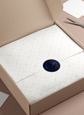 Autocollant rond en vinyle souris et clé — Emblème bleu