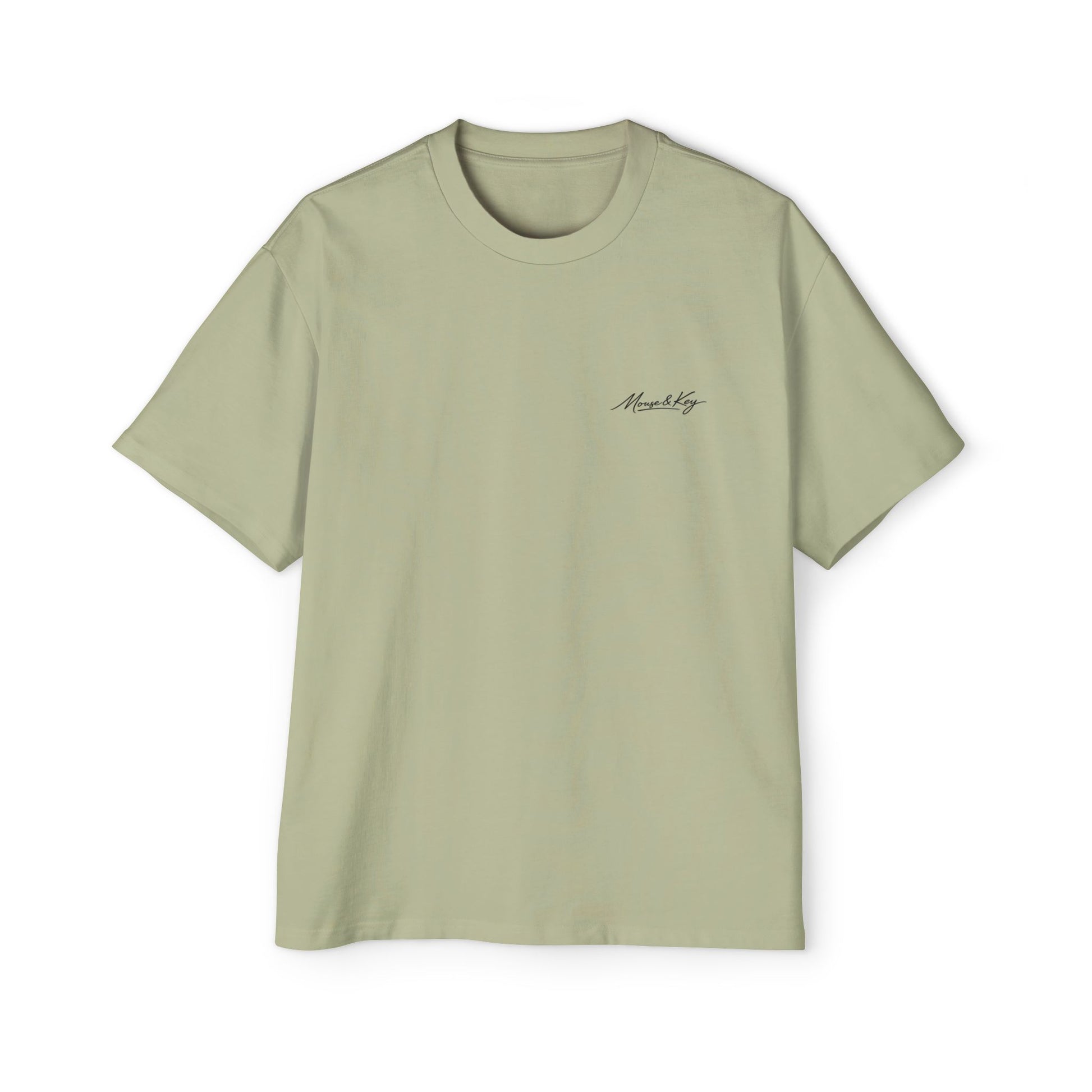 Front of Pistachio Mouse & Key Mandala oversized tee featuring intricate mandala mouse logo graphic design