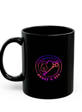 Black Ceramic Mug — Neon Pink 'Mouse & Me', 11oz/15oz