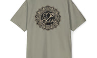 Back of Eucalyptus Mouse & Key Mandala oversized tee featuring intricate mandala mouse logo graphic design