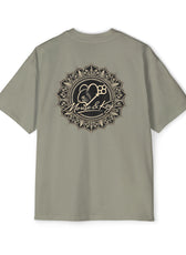 Back of Eucalyptus Mouse & Key Mandala oversized tee featuring intricate mandala mouse logo graphic design