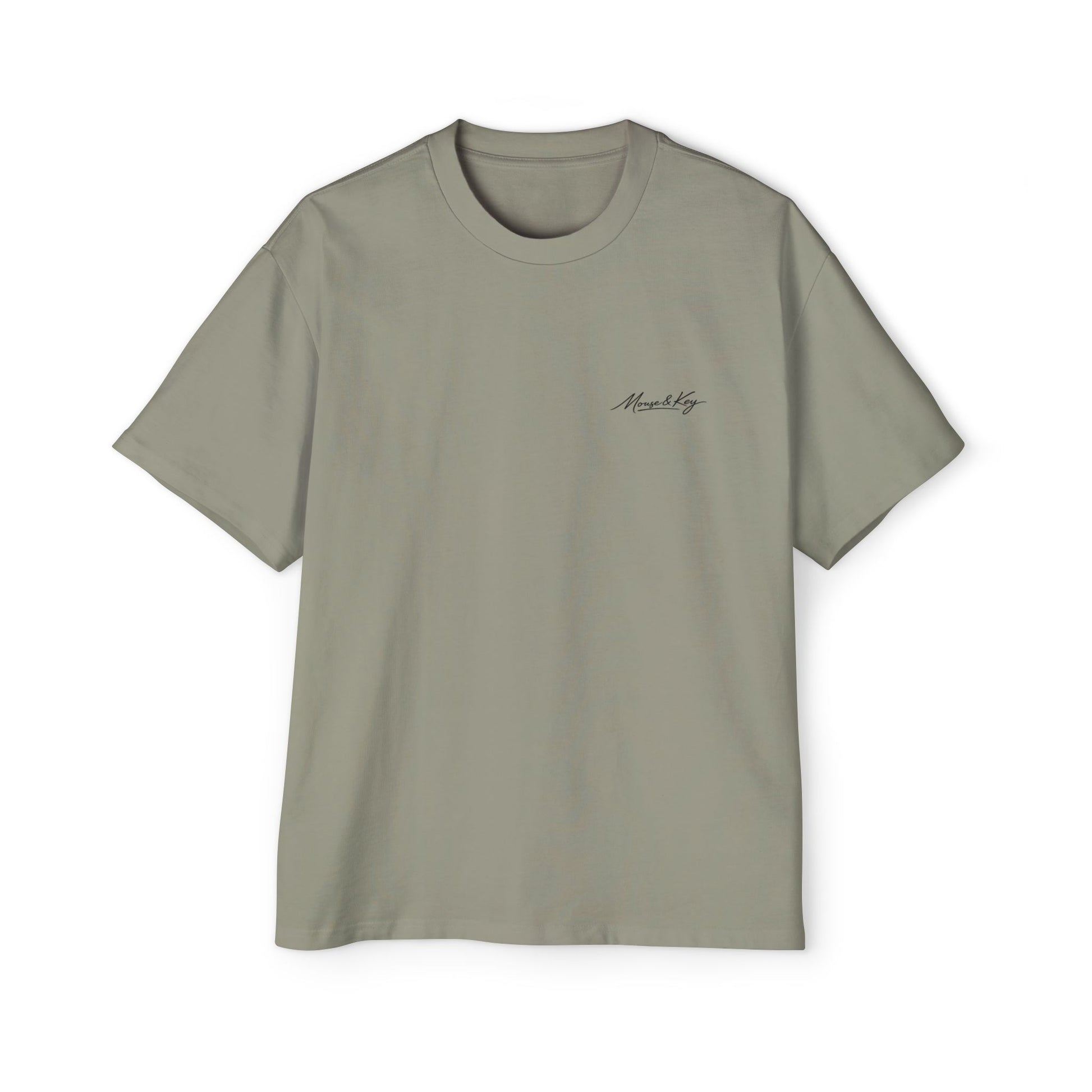 Front of Eucalyptus Mouse & Key Mandala oversized tee featuring intricate mandala mouse logo graphic design