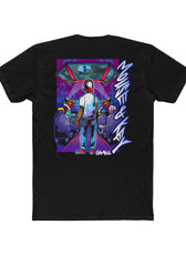 Back of black Mouse & Key LAN gaming t-shirt featuring retro LAN party gamer graphic artwork