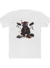 Front of white Mouse Streetwear gaming t-shirt featuring mouse character graphic with WASD keys and keyboard artwork