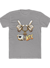 Front of light grey W-Key gaming t-shirt symbolizing moving forward in gaming and life