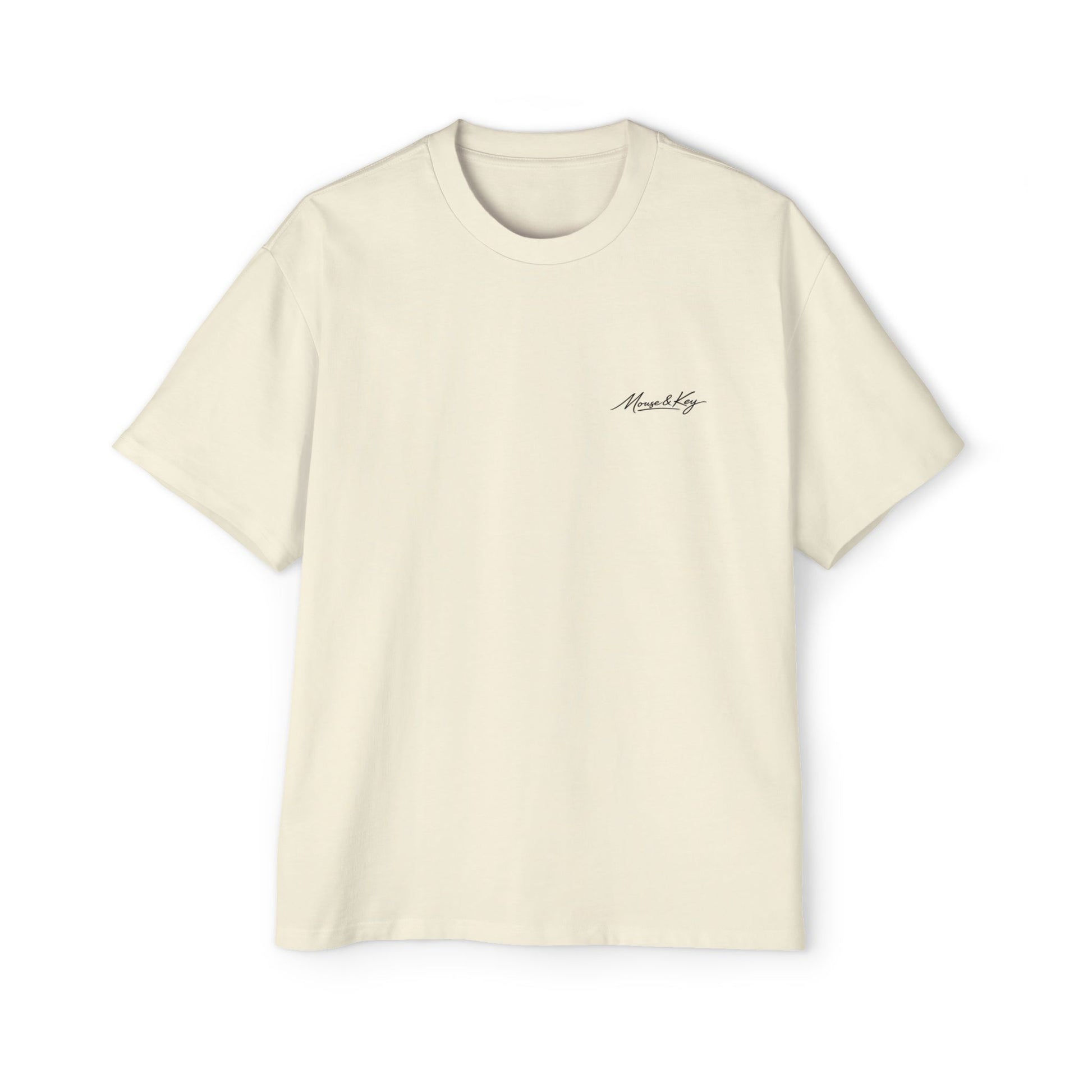 Front of Butter Mouse & Key Mandala oversized tee featuring intricate mandala mouse logo graphic design