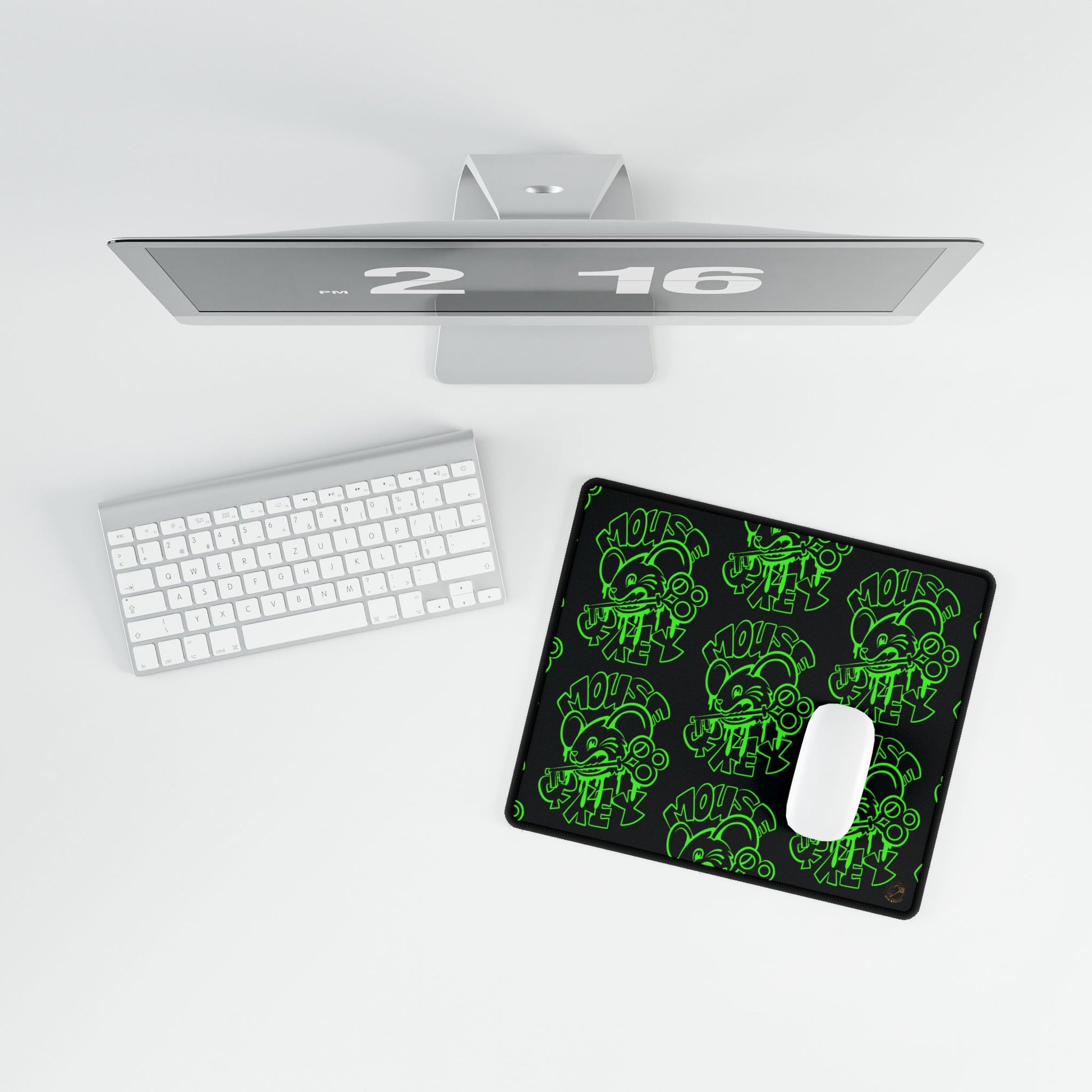 Neon Green Mouse & Key Gaming Desk Mat