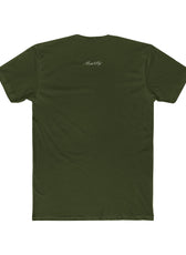 Back of military green mental health awareness gaming shirt featuring “Keep Pressing Forward” graphic from the Mouse & Key Still Here Collection