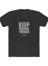 Front of Heavy metal mental health awareness gaming shirt featuring “Keep Pressing Forward” graphic from the Mouse & Key Still Here Collection