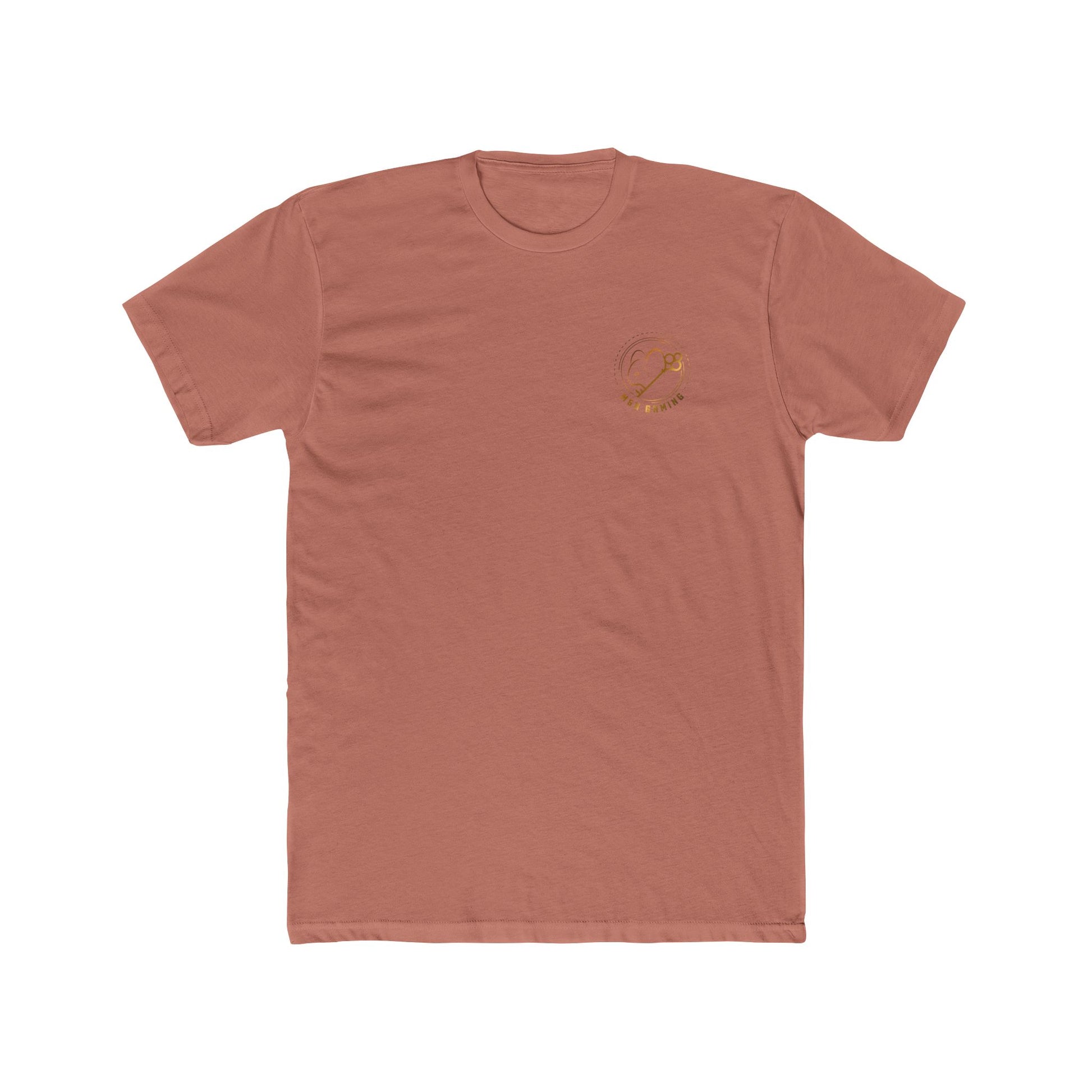 Front of desert pink Mouse & Key bDrip gaming shirt featuring black graffiti-style mouse graphic design