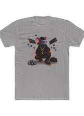 Front of light grey Mouse Streetwear gaming t-shirt featuring mouse character graphic with WASD keys and keyboard artwork
