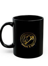Mouse & Me Black Ceramic Mug (11oz/15oz) – Gold Logo Coffee Cup
