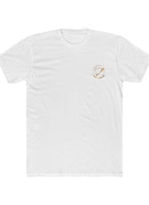 Front of white Mouse & Key LAN gaming t-shirt featuring minimalist M & K Gaming chest logo design