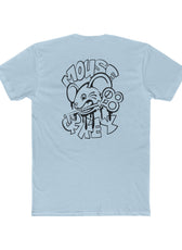 Back of light blue Mouse & Key bDrip gaming shirt featuring black graffiti-style mouse graphic design