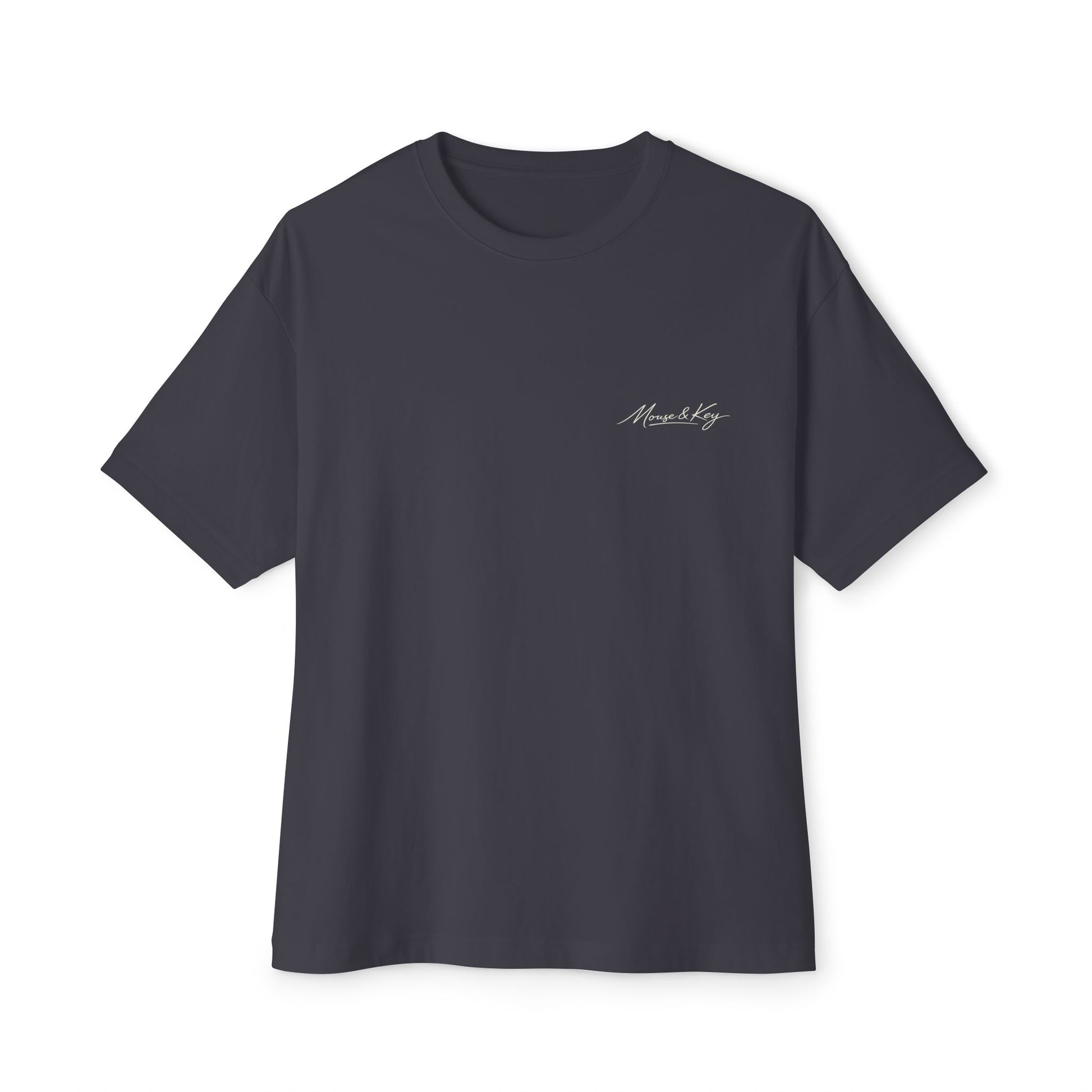 Front of Dark grey gaming mental health awareness shirt featuring “I Logged In Instead of Giving Up” graphic from Mouse & Key