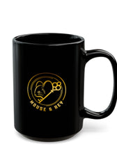 Mouse & Me Black Ceramic Mug (11oz/15oz) – Gold Logo Coffee Cup