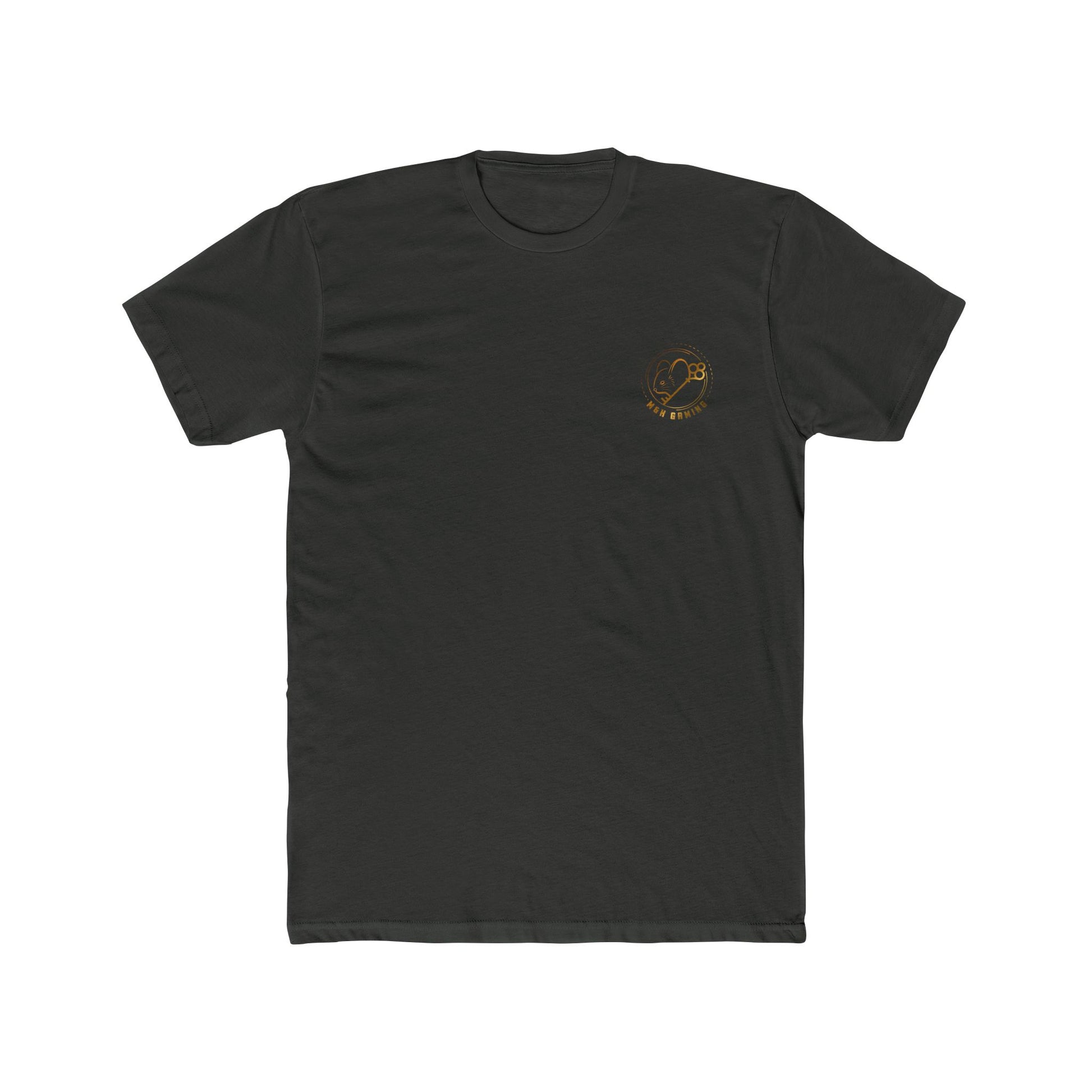 Front of heavy metal Mouse & Key LAN gaming t-shirt featuring minimalist M & K Gaming chest logo design