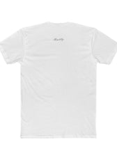 Back of White mental health awareness gaming shirt featuring “Keep Pressing Forward” graphic from the Mouse & Key Still Here Collection