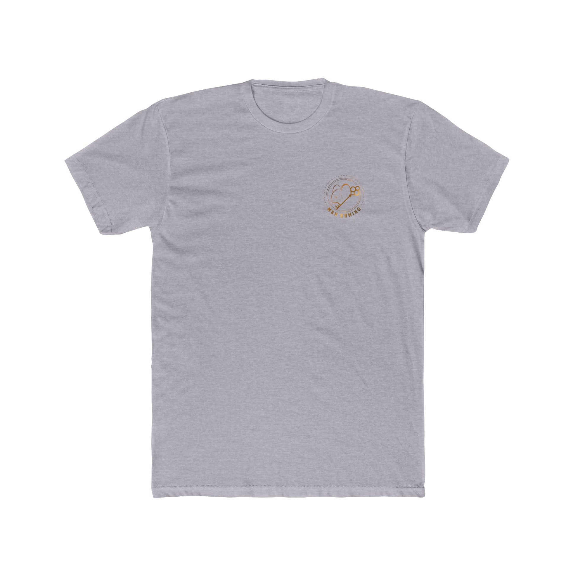 Front of heather grey Mouse & Key bDrip gaming shirt featuring black graffiti-style mouse graphic design