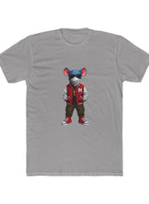 Front of grey Mouse & Key Varsity gaming t-shirt featuring varsity mouse character graphic design