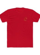 Front of red Mouse & Key bDrip gaming shirt featuring black graffiti-style mouse graphic design