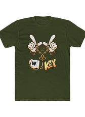 Front of military green W-Key gaming t-shirt symbolizing moving forward in gaming and life