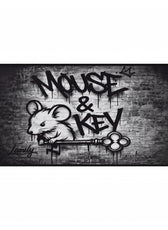 Large Mouse & Key gaming desk mat measuring 31.5 by 15.5 inches