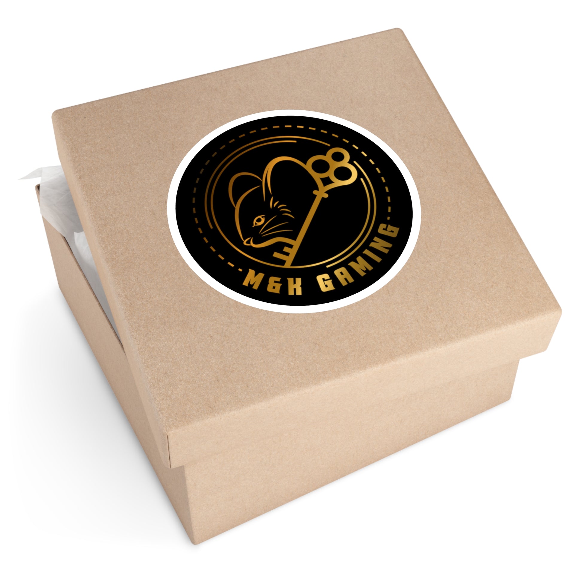 Gold M & K Gaming Round Stickers