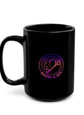 Black Ceramic Mug — Neon Pink 'Mouse & Me', 11oz/15oz