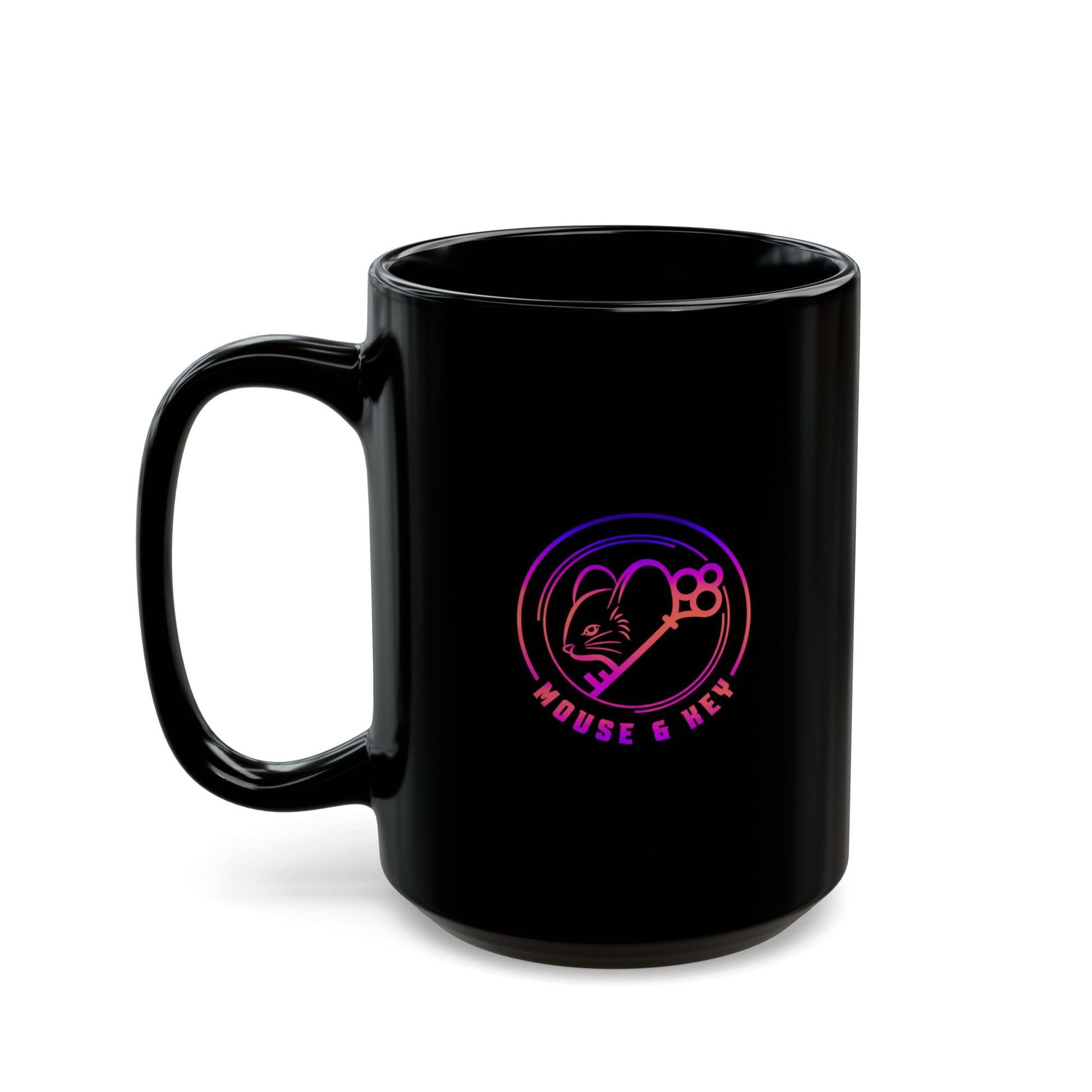 Black Ceramic Mug — Neon Pink 'Mouse & Me', 11oz/15oz