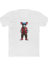 Front of white Mouse & Key Varsity gaming t-shirt featuring varsity mouse character graphic design